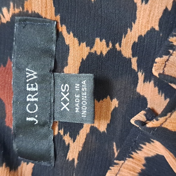 J. Crew Animal Print Ruffle Shoulder Tie At The Neck Lined Dress. Size XXS NWOT - Picture 11 of 14